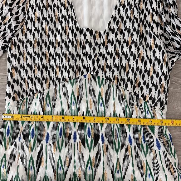 Chicos Ikat Tiered Hem Clip Ikat Maxi Dress Chicos Sz 00 US 2 40th Anniversary - Picture 13 of 14